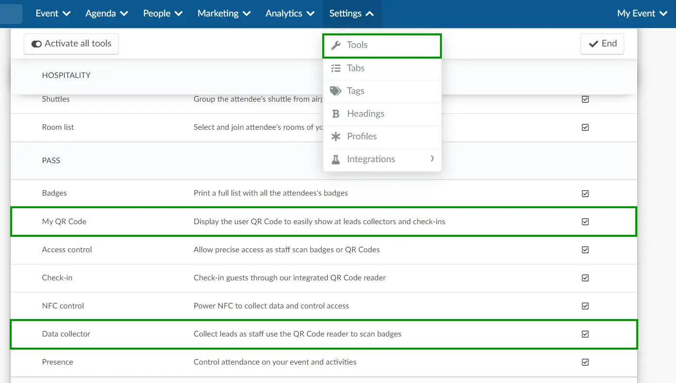 QR Code and Data Collector checkbox are checked