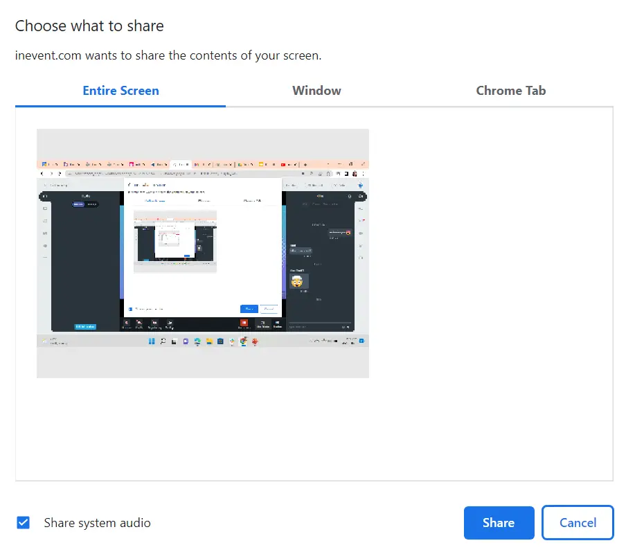 3 Screen share options