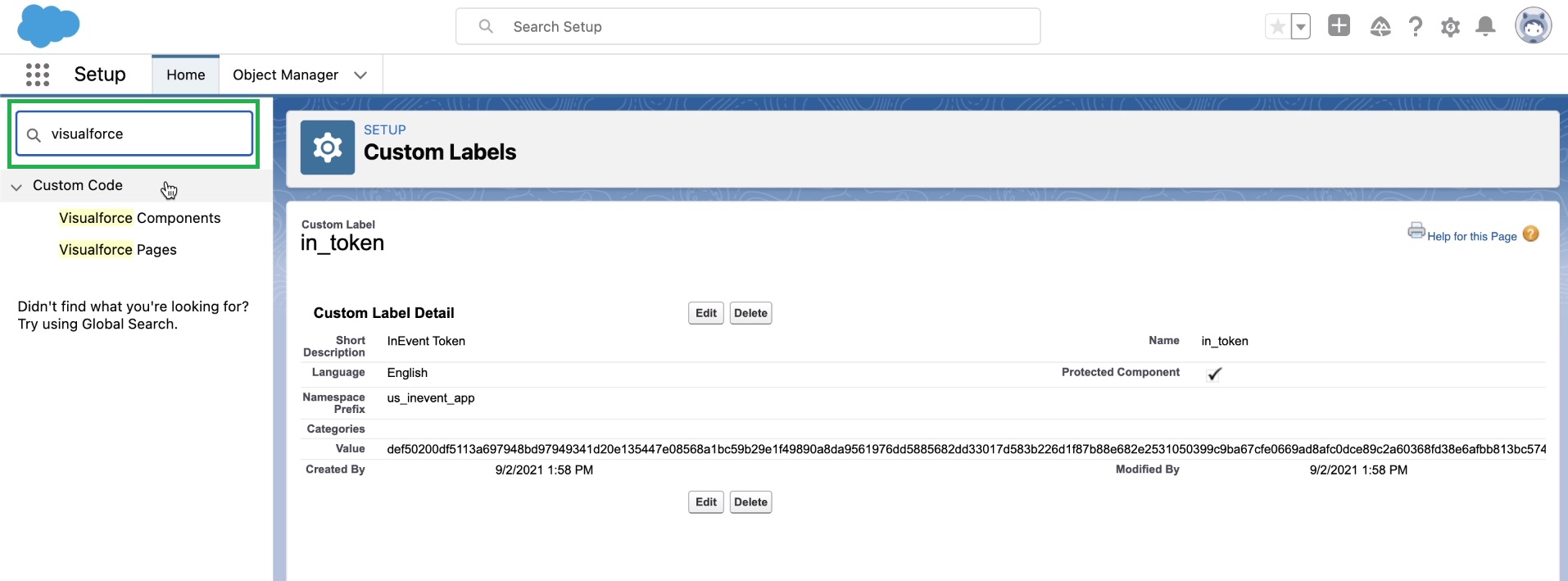 Visualforce on the search button