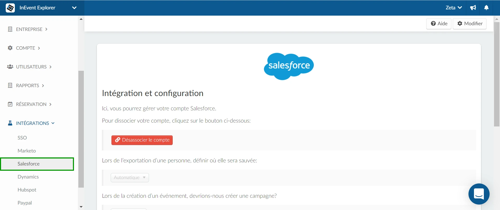 cliquez sur Salesforce.