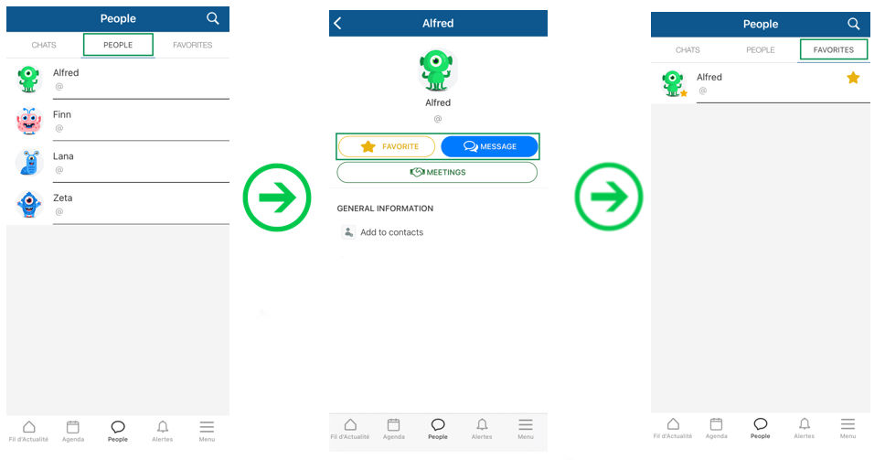 comment sauvegarder mes favoris sur l'application