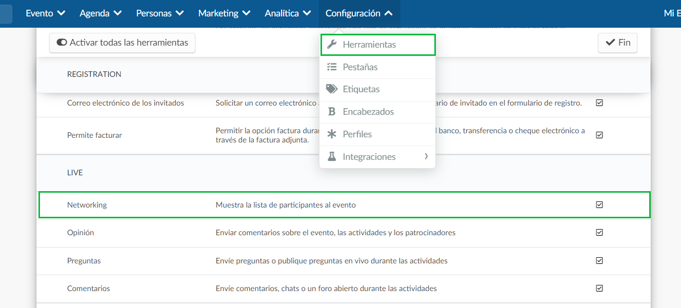 Activar Networking
