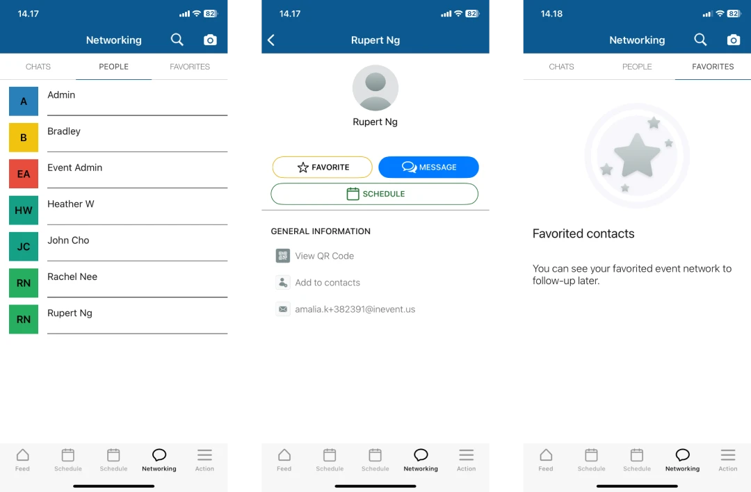 Screenshot of the networking page