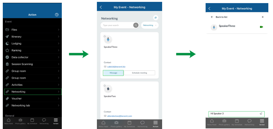 Action > Networking > send message