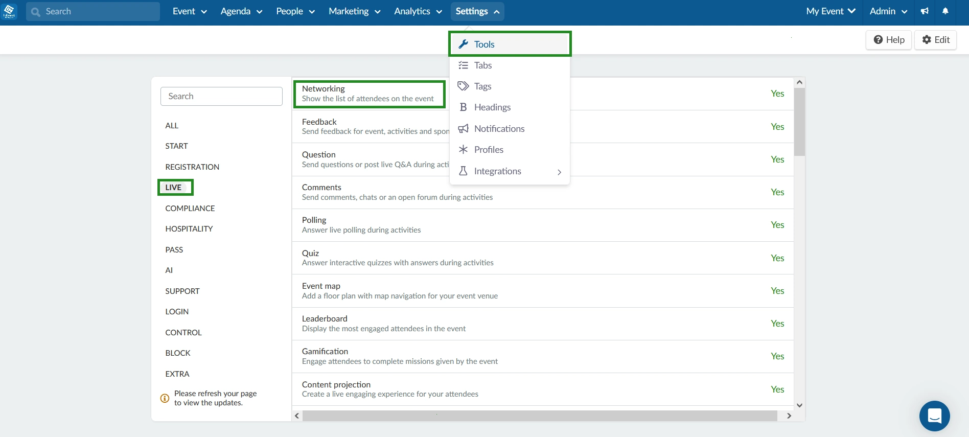 Enabling networking