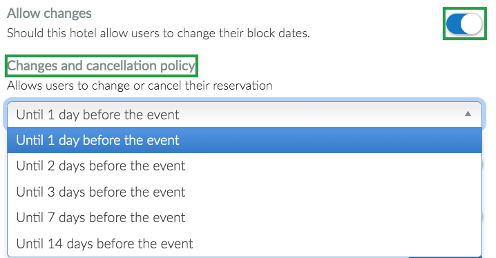 Image showing change cancellation policy in the +add hotel menu