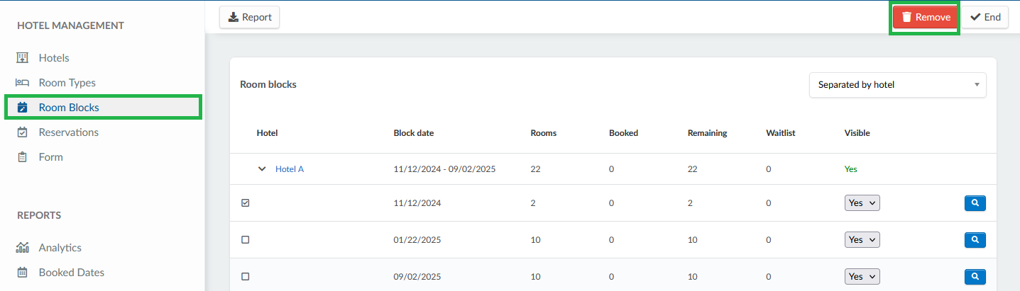 Removing Room Blocks