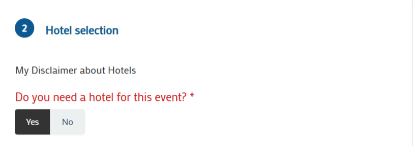 Image showing option to skip hotel selection on the registration form.