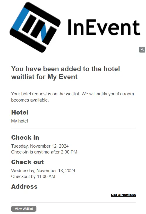 hotel waitlist email