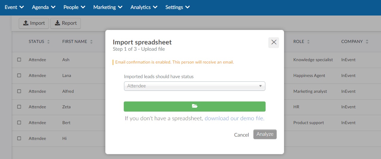 Importing leads using spreadsheets