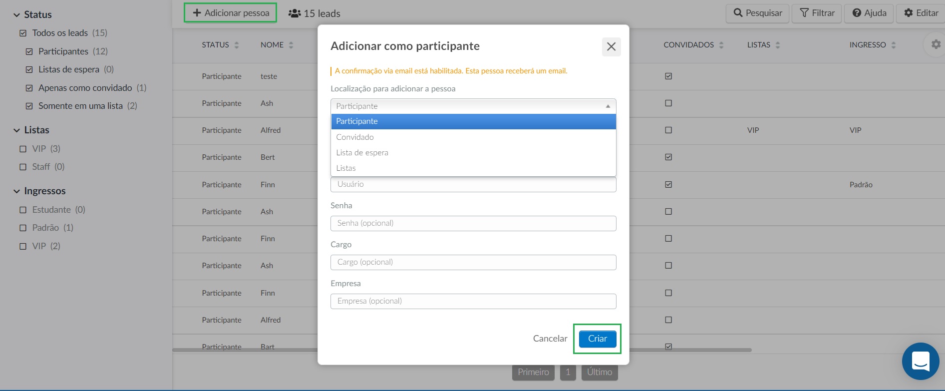 Create leads