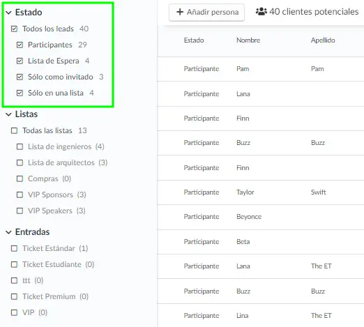 Estado de leads