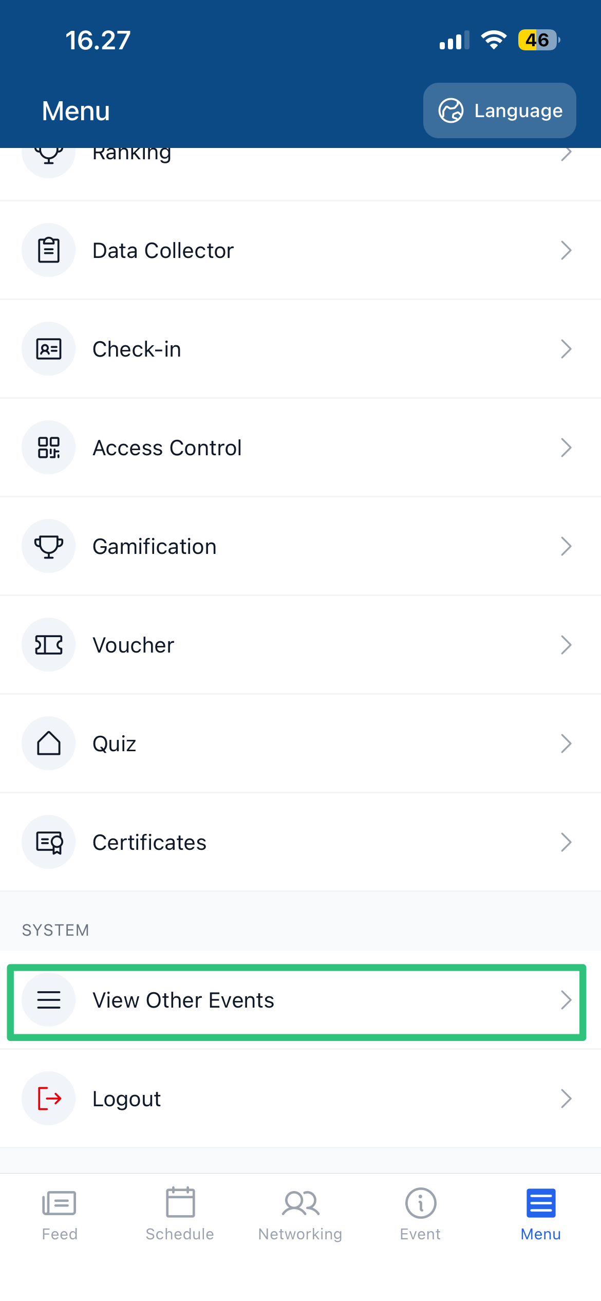 Screenshot showing the View Other Events button