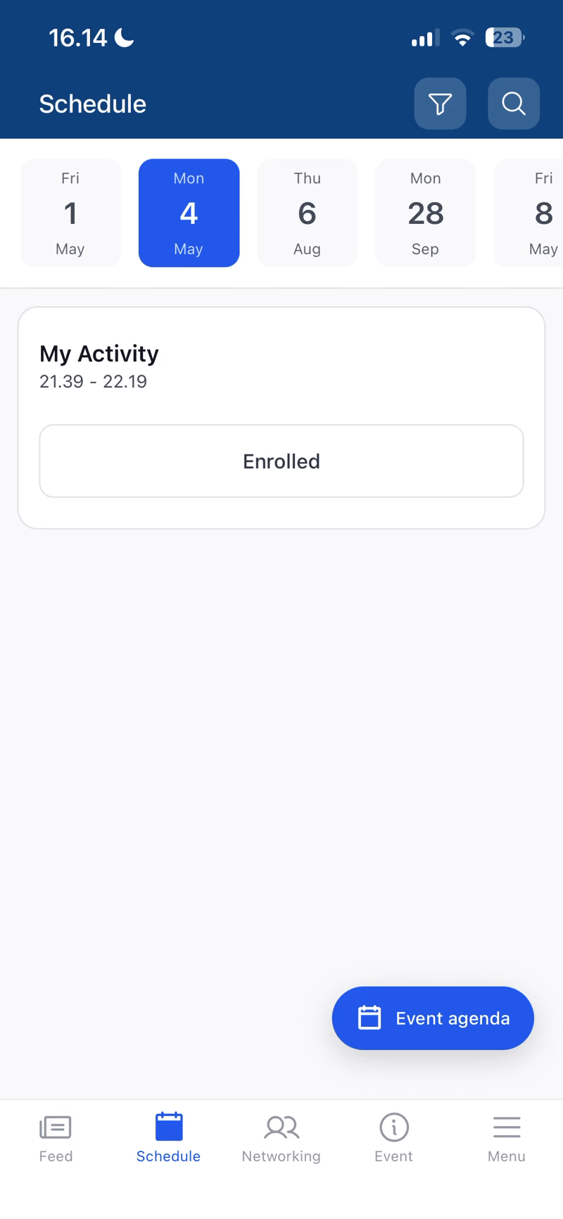 GIF showing the agenda interactions