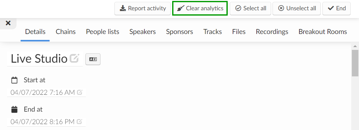 Activity's analytics