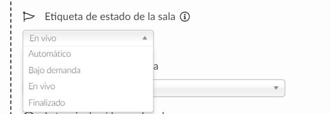 etiqueta de estado de la sala