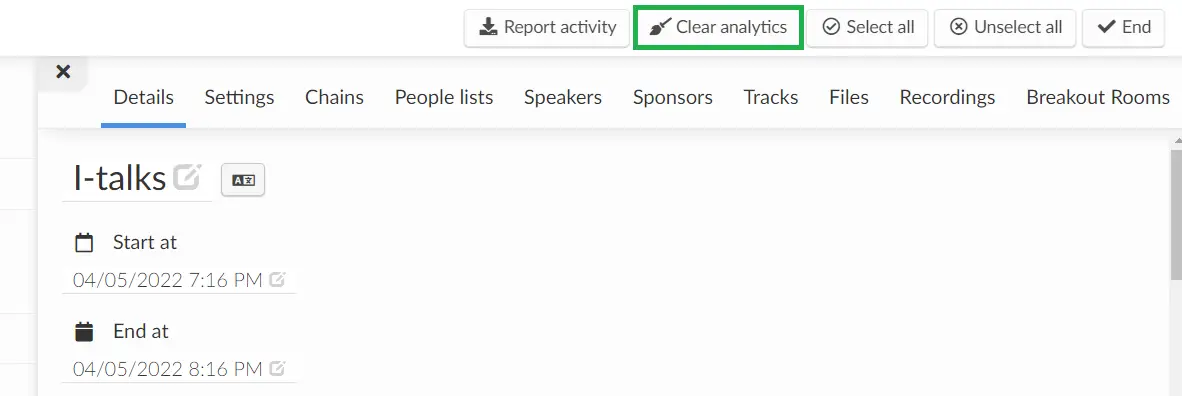 Activity's analytics 