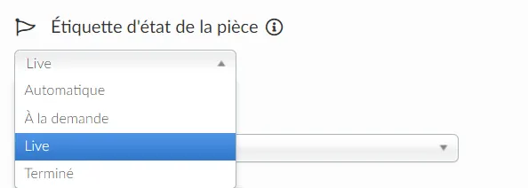  Étiquette d'état de la pièce