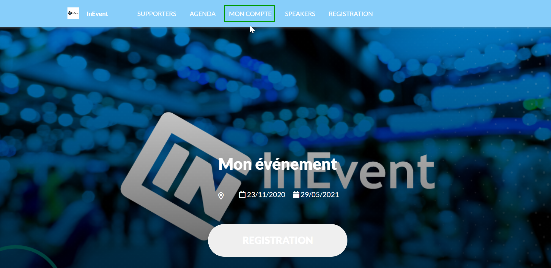 Capture d'écran : L'onglet Mon Compte dans le site web