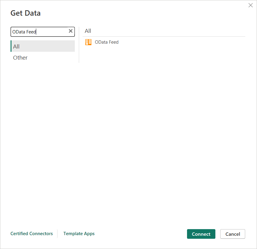 Screenshot showing the OFeed selection