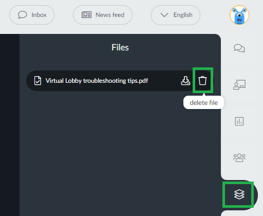 How to delete a file in the Virtual Lobby