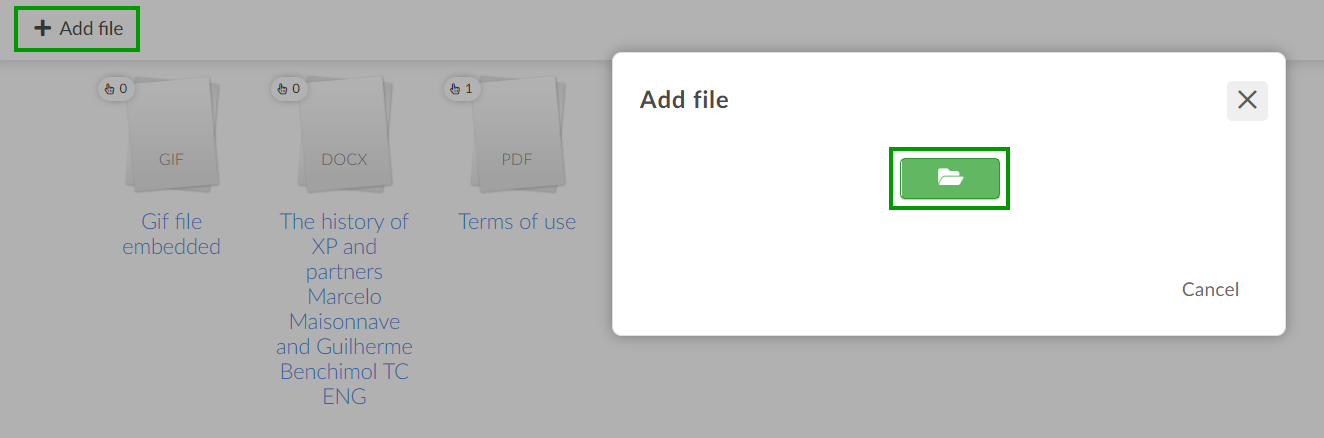 Adding files to the file tab
