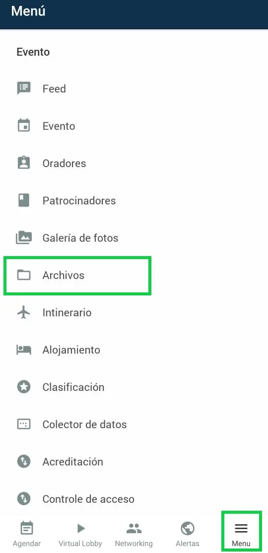 Ver archivos en la aplicación