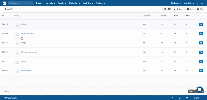 Gif showing how to pin file, make it visible/non-visible, add tracks and deleting file.