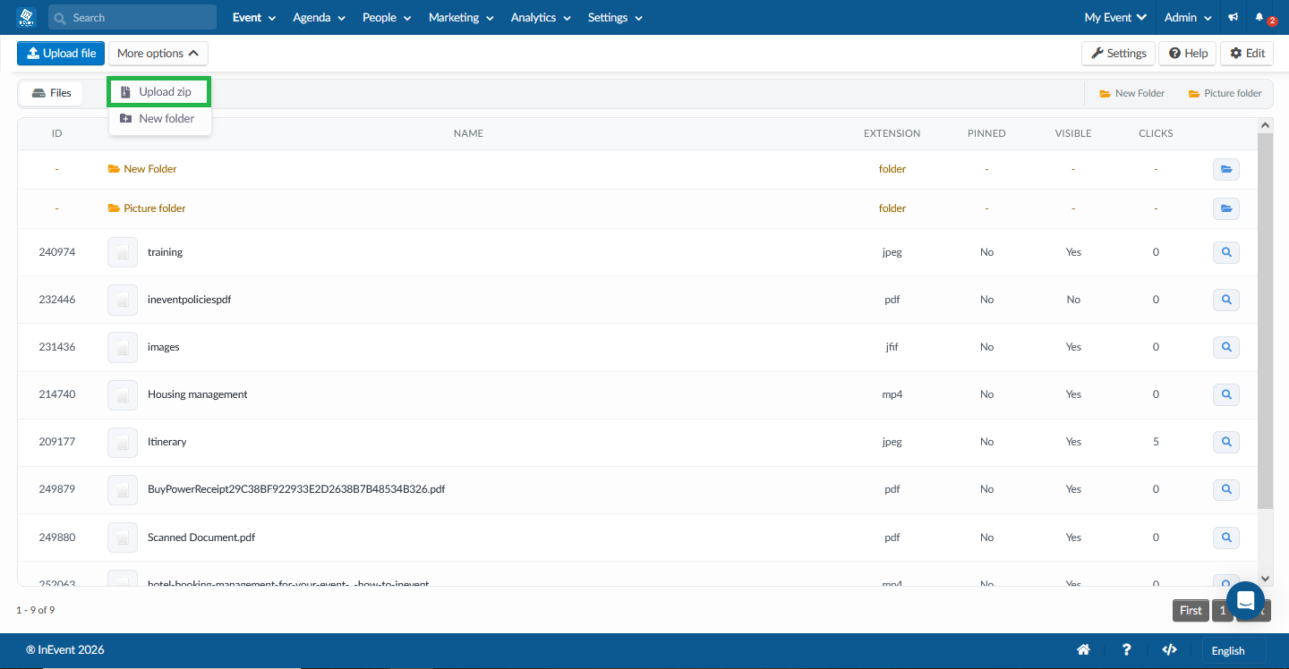 Image showing uploading zip