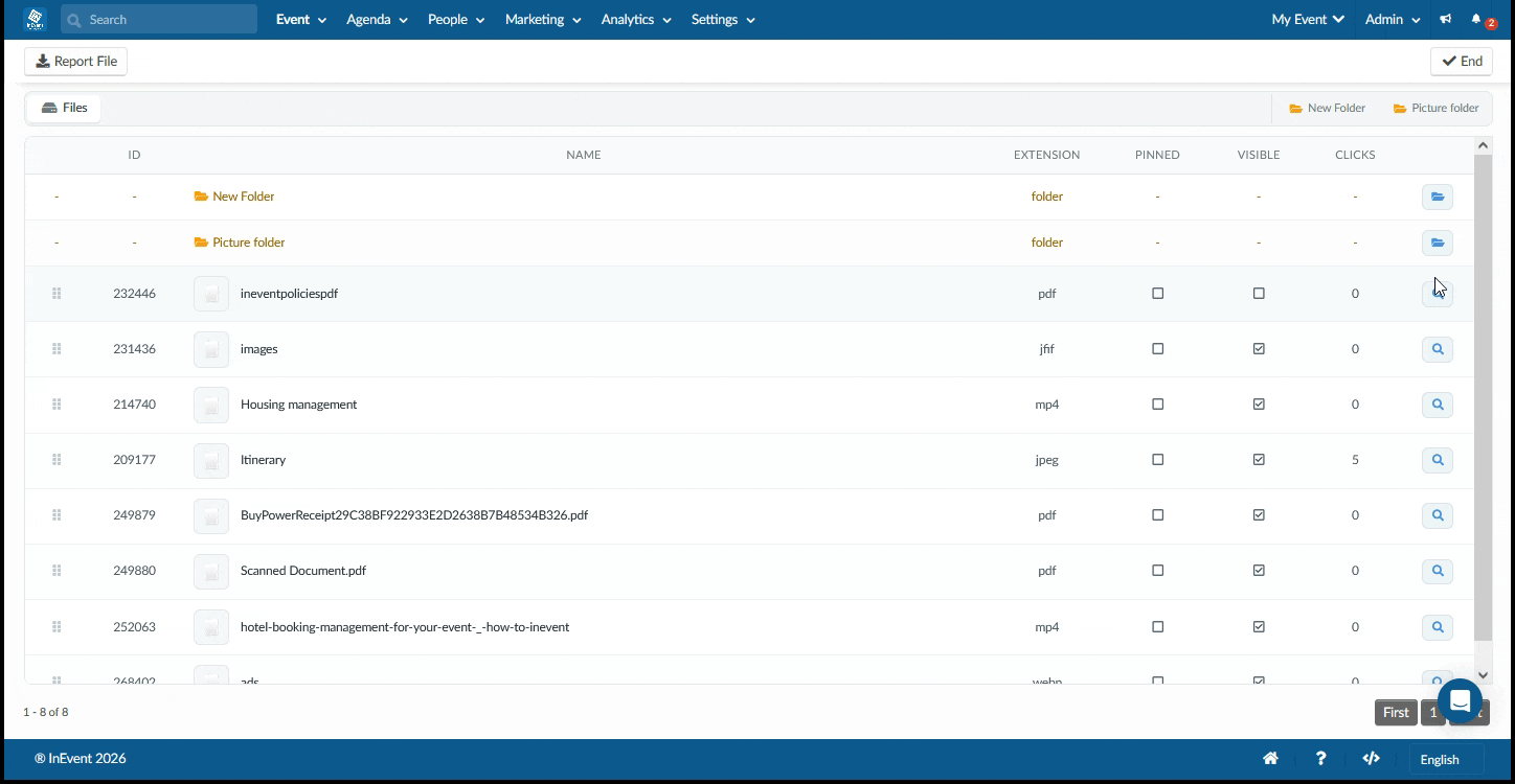 Gif showing visibility of the files, adding tracks and deleting file.