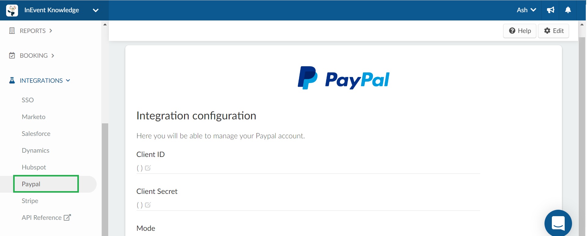 Paypal integration at the company level