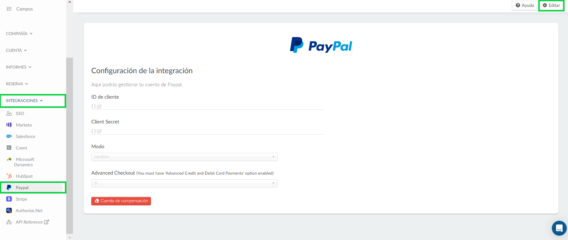 Vincular cuenta PayPal con InEvent