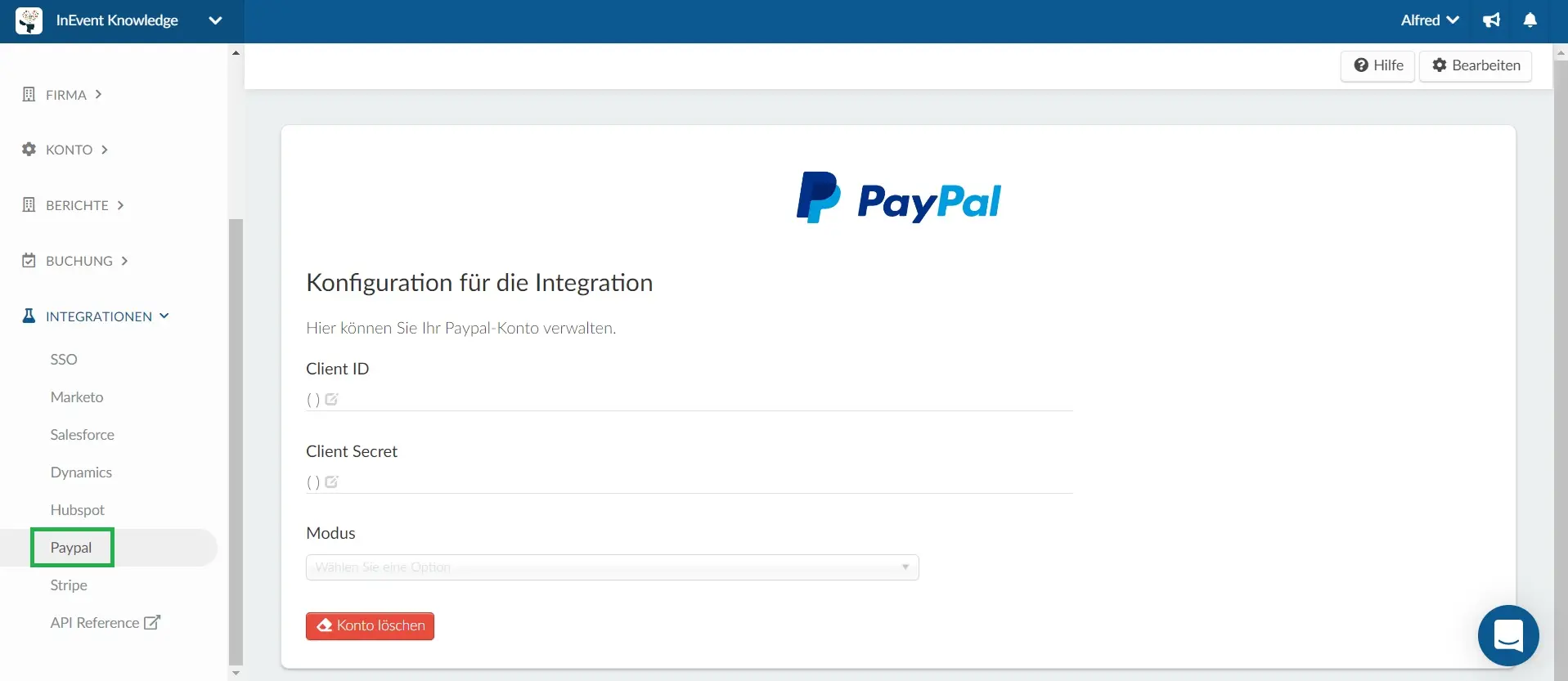 Paypal integration at the company level