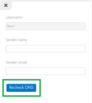 Screenshot email senders > recheck DNS