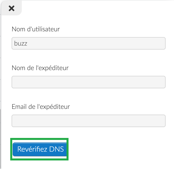 Capture d'écran des expéditeurs de courriel > revérifier DNS