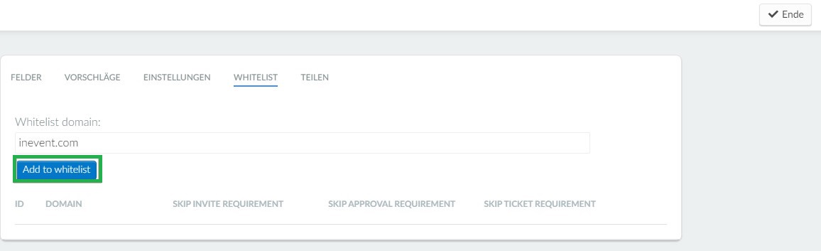 Adding a domain to the whitelist