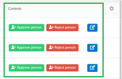 Controls to approve or reject person