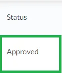 Screenshot showing the approved status