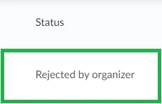 Screenshot showing the rejected status