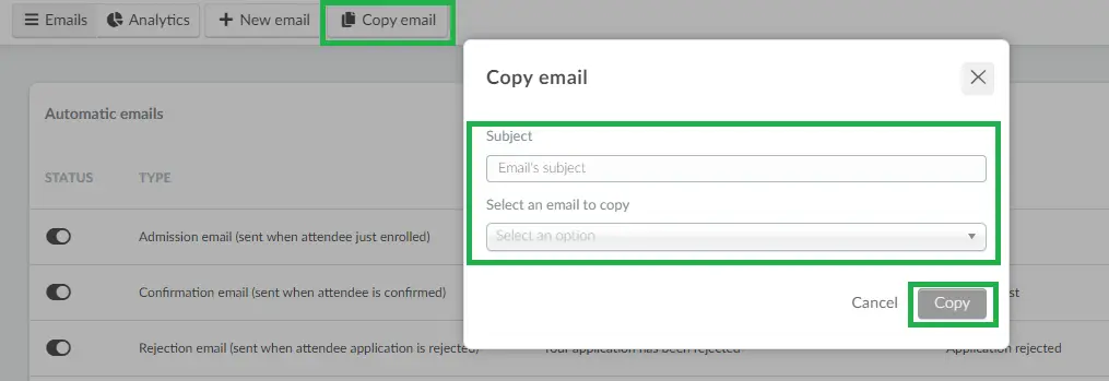 Copy email