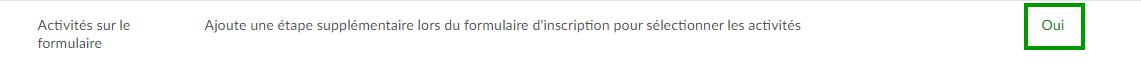 activité sur le formulaire