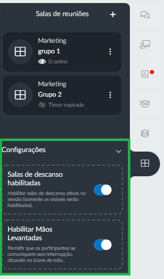 configurações grupo de discussões