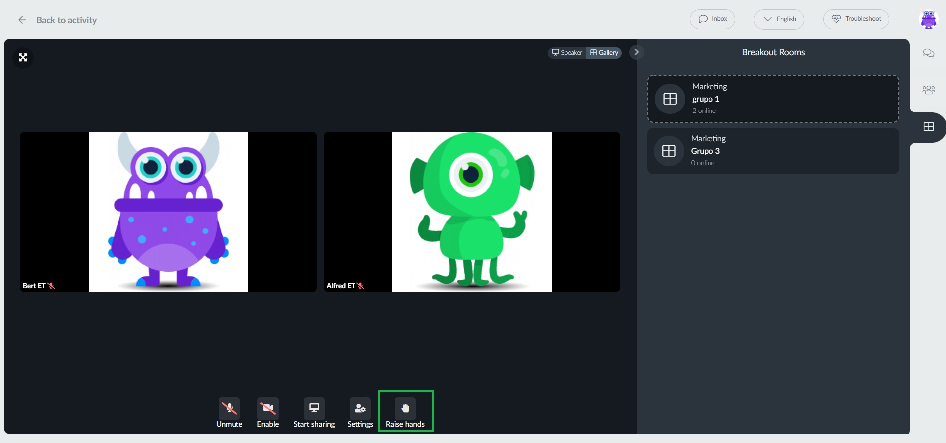 raise hands icon for Breakout rooms