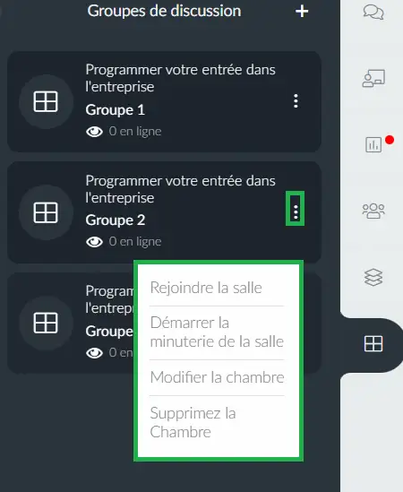 Modifier ou supprimer le groupe de discussion d'une activité