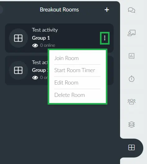 editing or removing the breakout room from the activity