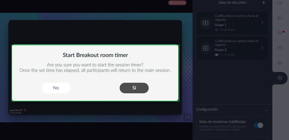 Iniciar temporizador de sala (Start room timer)