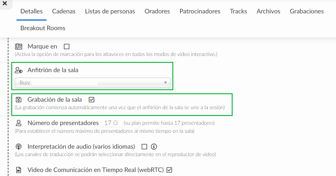 Grabación de salas