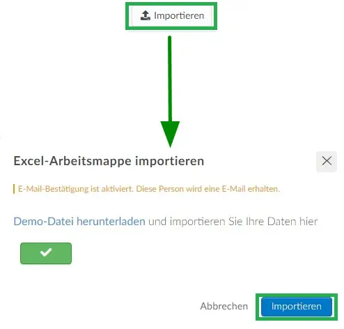 Bearbeiten > Importieren > Demodatei herunterladen