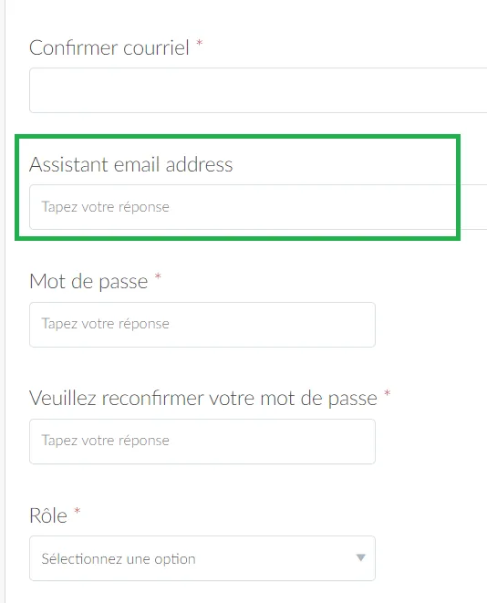 Image montrant l'adresse e-mail de l'Assistant