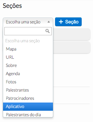 Menu de seções para adicionar no hotsite